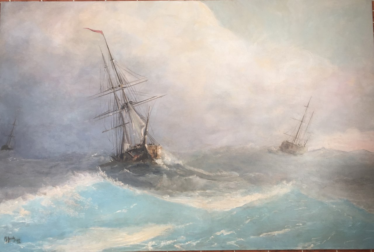 Айвазовский корабль у побережья 1874